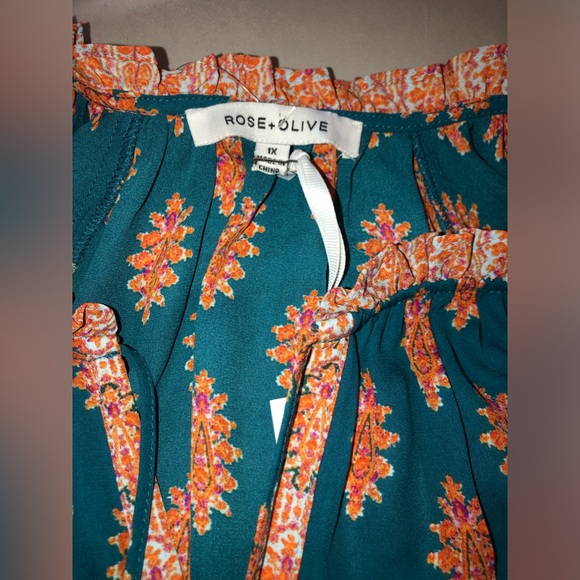 Rose + Olive Flutter cap sleeve blouse size 1X new with tags NWT - Picture 10 of 12